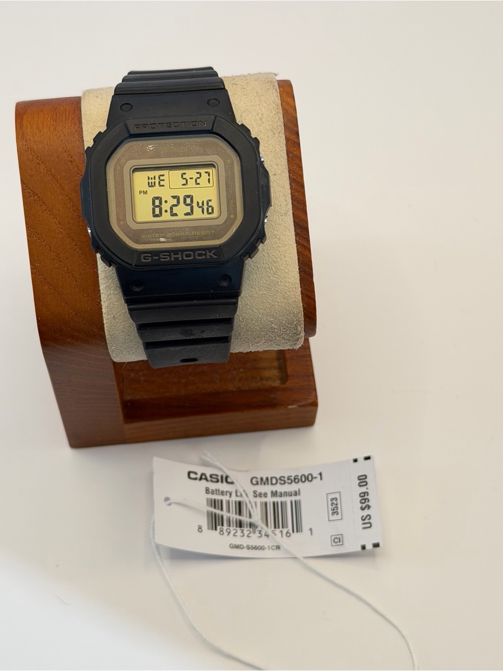 Casio G-Shock GMD-S5600-1 digital watch, New, Black/Gold, Women’s